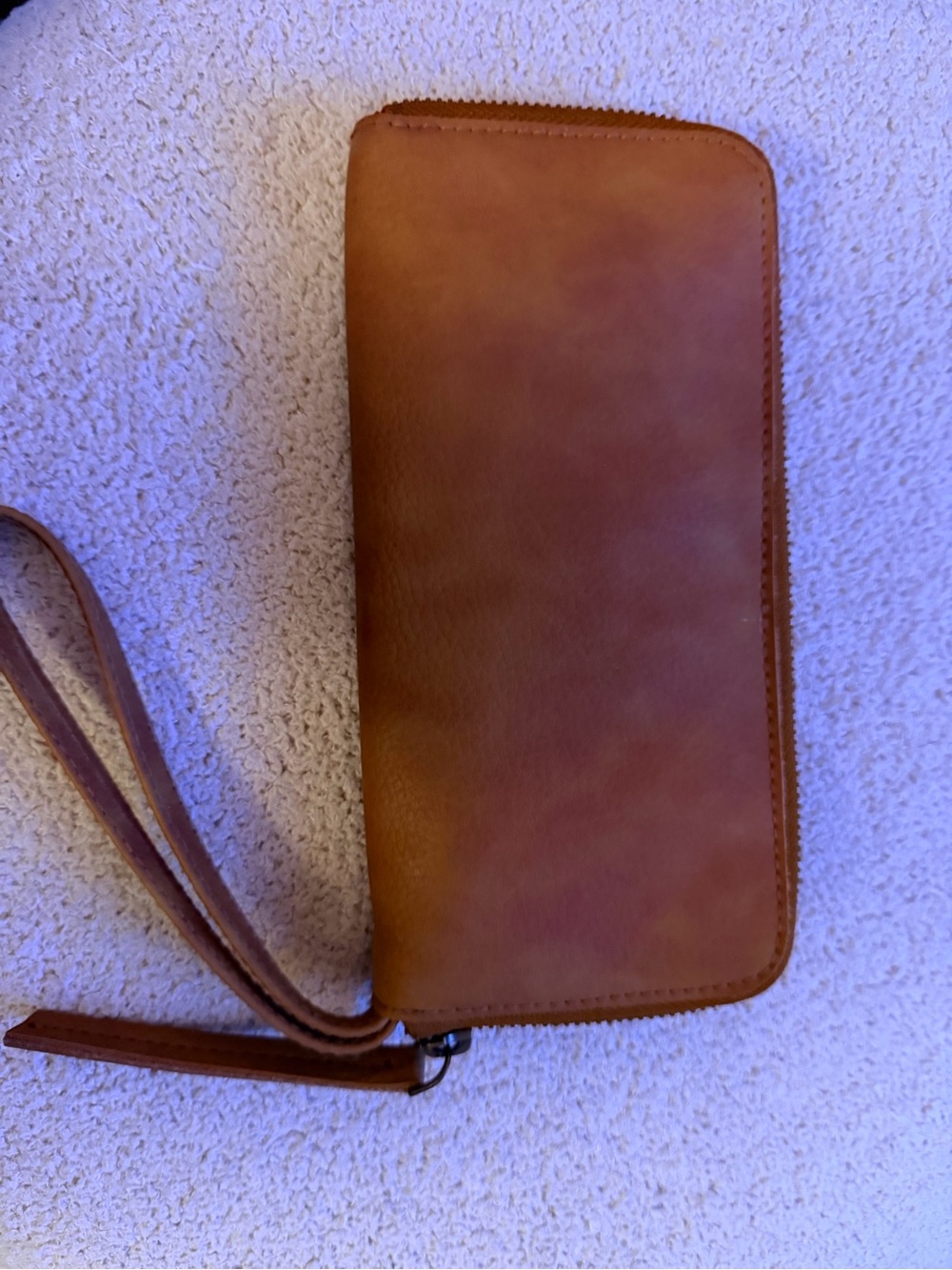 Free People Cognac Leather Zip Wristlet
